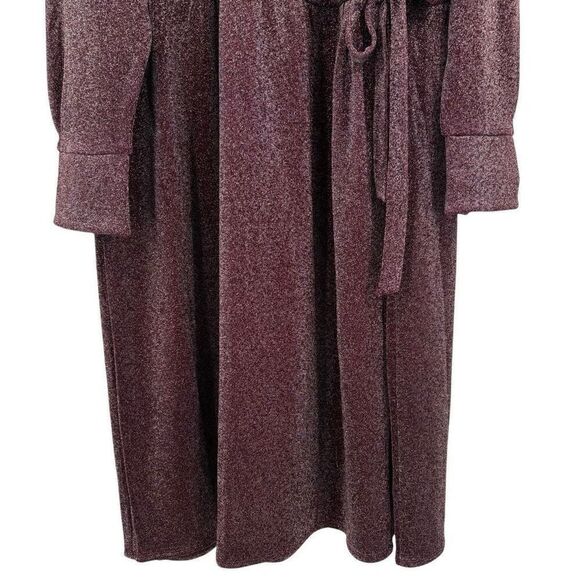 Lane Bryant Lurex Faux-Wrap Collar Midi Dress Deep Cranberry Size 30/32 NWT - Picture 6 of 11